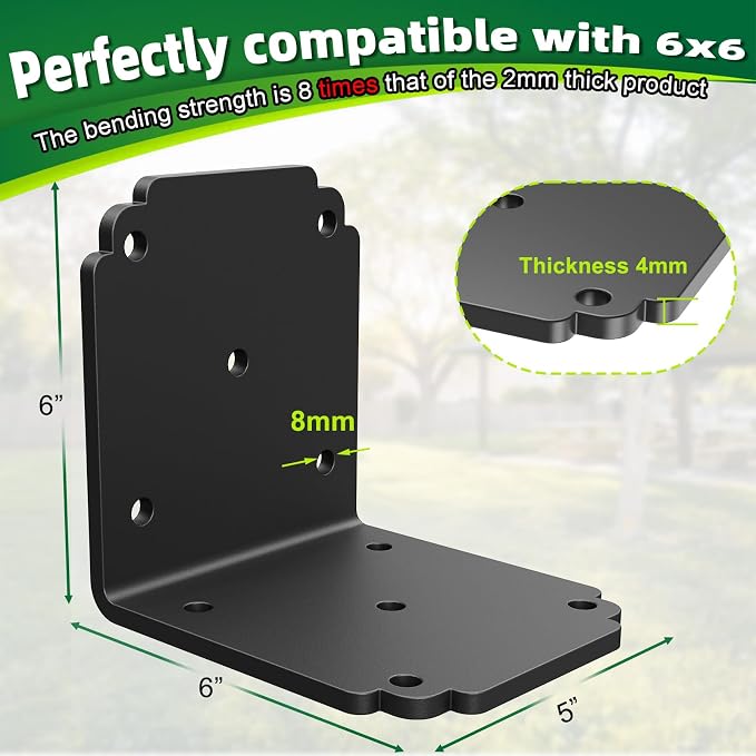 4 PCS 6" x 6" x 5" L Right Angle Bracket, Heavy Duty Corner Brace | - Image 2