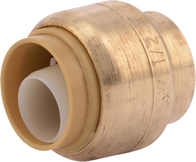 SharkBite 1/2 Inch Push Cap, Push to Connect Brass Plumbing Fitting, PEX Pipe by SharkBite