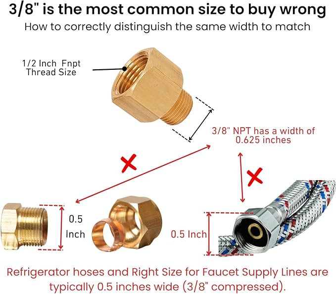 1/2 Inch NPT Female x 3/8 Inch NPT Male, Brass Reducer | to, Adapter Extension - Image 2