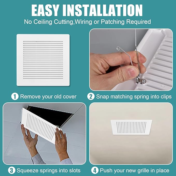 ( 1-Pack 9" BP90 Spring Bathroom Exhaust Fan Cover 9-1/4" x 9" Vent Cover - Image 3