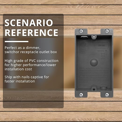 HXH 1-Gang Shallow Electrical Outlet Box, 8 Cubic Inch Old Work Remodel Box | - Image 3
