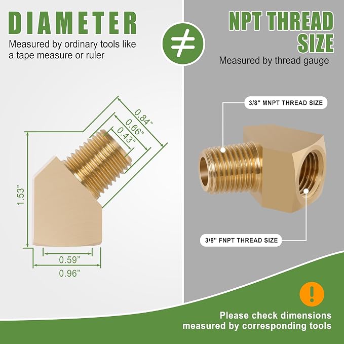 4Pcs Brass Pipe 45 Degree Barstock Street elbow, 3/8" x 3/8" | 3/8 Inch NPT - Image 4