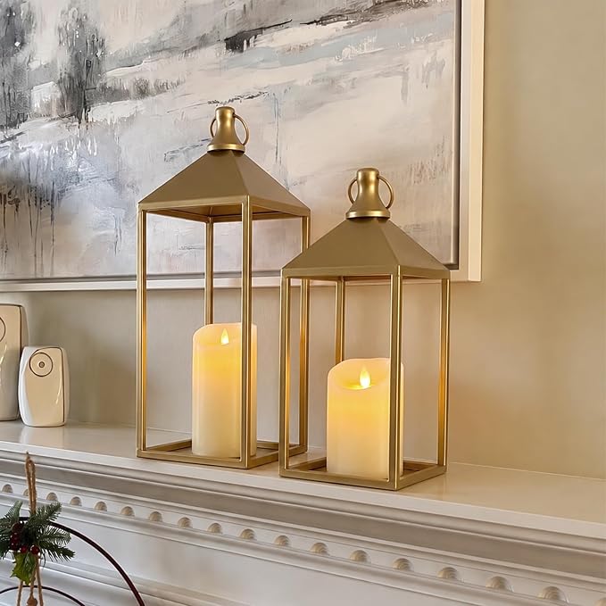 Decorative Candle Lanterns Indoor, Fireplace Mantel Decor - Image 3