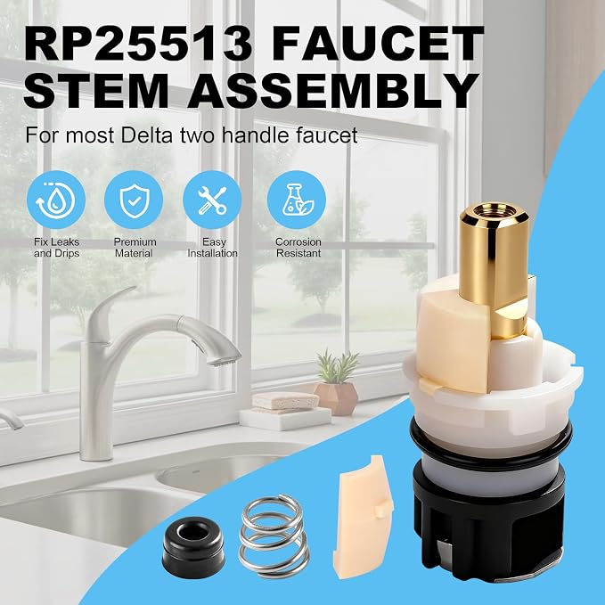 RP25513 Faucet Stem Replacement Fits Delta 2 Handle Faucet Repair Kit | RP25513 - Image 6