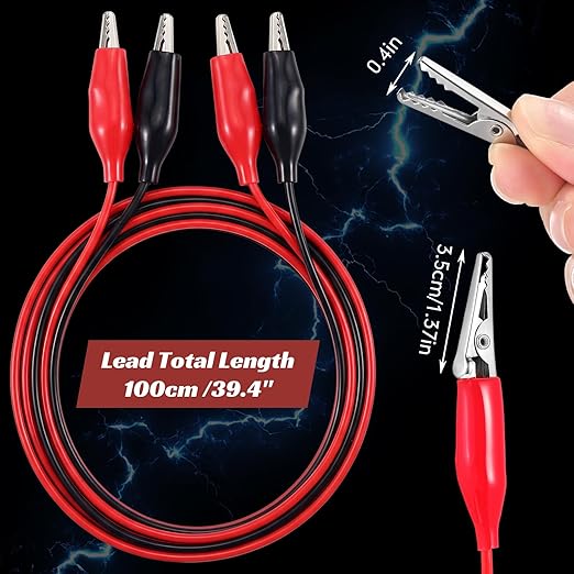 EBOOT 10 Pcs Alligator Clips Electrical, 40 Inches Test Leads - Image 2