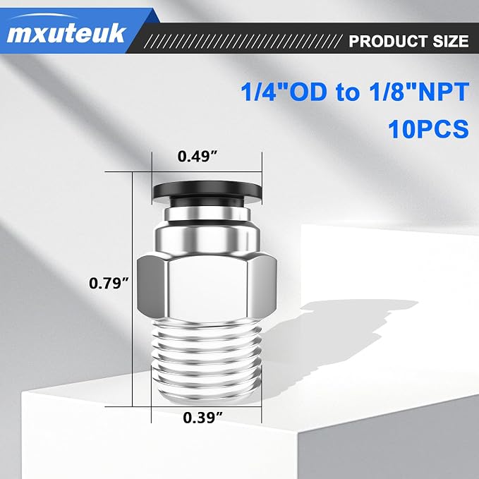 mxuteuk 1/4" OD to 1/8" NPT Push to Connect Fittings Air Hose Fittings - Image 2
