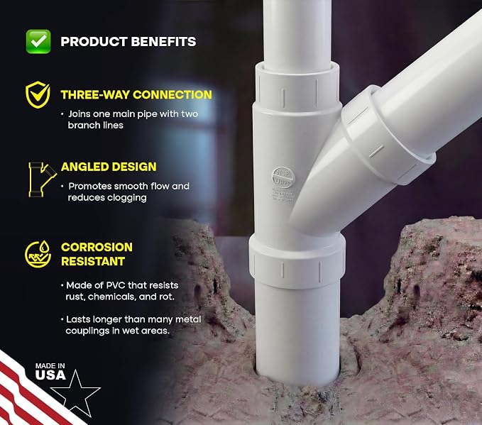 SUPPLYGIANT™ 4" x 4" x 2" PVC DWV Wye Reducing Hub – White PVC Drain, Waste & - Image 5
