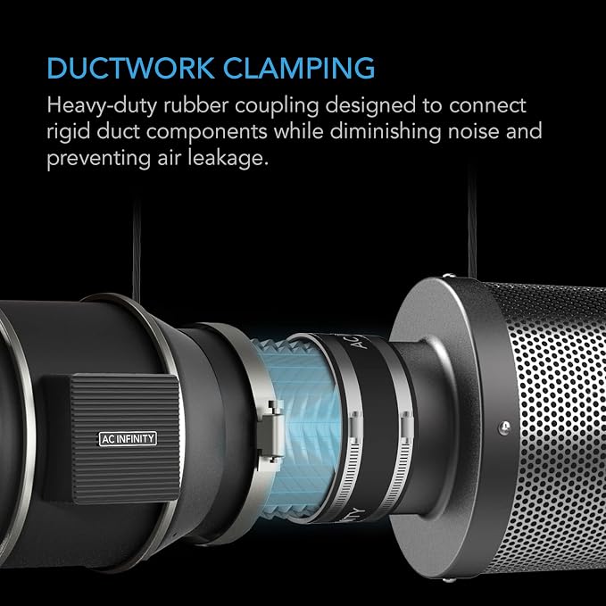 AC Infinity Noise Reduction Clamp 6-Inch, Duct Coupler. | Stainless Steel Clamps - Image 2