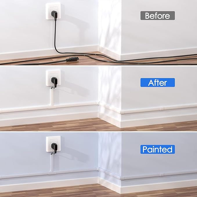 Yecaye TV Cord Hider Wall Mounted, 472in Cord Cover, W1.18in H0.6in, Wire Hiders - Image 5