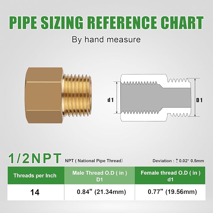 5PCS Brass Pipe Fittings Adapter, 1/2" NPT Male x 1/2" NPT Female | 1/2 Inch - Image 6