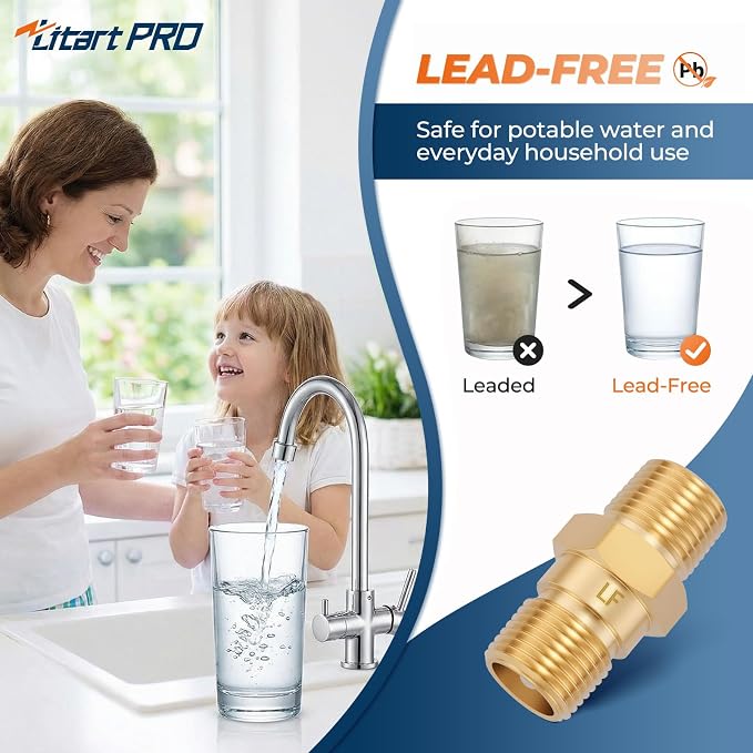 1/2" Male NPT Brass RV Freshwater Check Valve 2PCS | Lead-free brass purely - Image 2