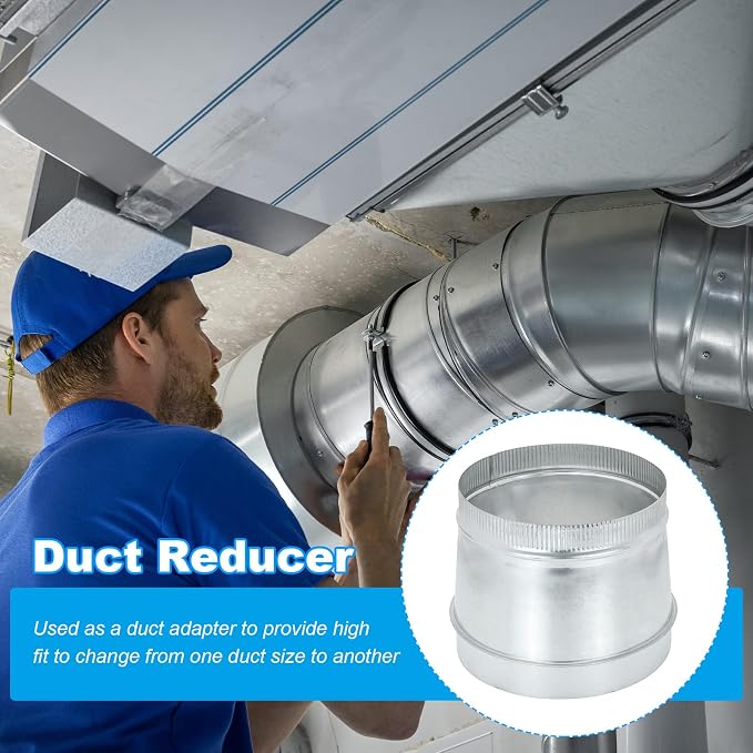 PATIKIL 10 Inch to 9 Inch Duct Reducer, Galvanized Steel Round Air Duct Reducer - Image 4