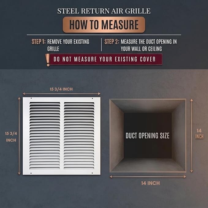 Fits 14x14 Duct Opening | Steel Return Air Grille, Air Return Vent Cover - Image 2