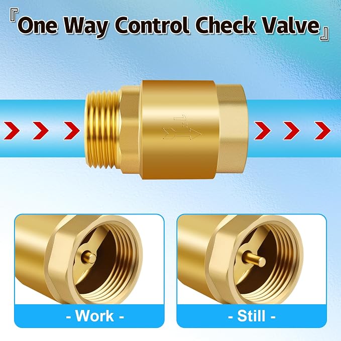 2Pcs 3/4in NPT Spring Check Valve, Brass Non Return One Way Check Valve - Image 8