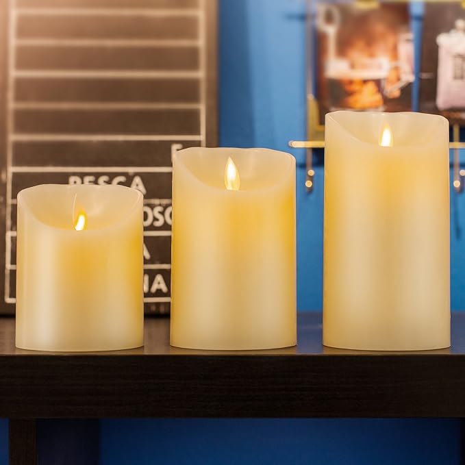 AKU TONPA Flameless Candles Battery Operated Pillar Real Wax Electric LED - Image 6