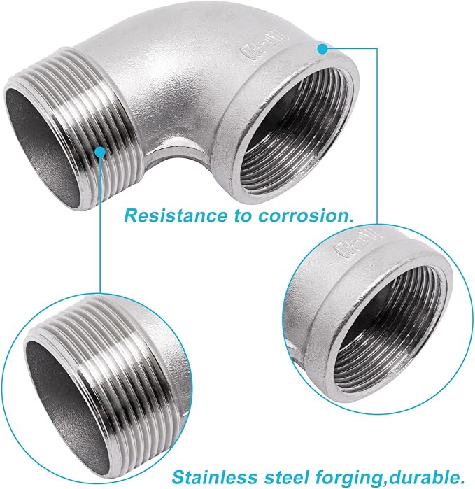 90 Degree Elbow Fittings 1PCS, 1-1/2" NPT Male X 1-1/2" NPT Female 304 - Image 3
