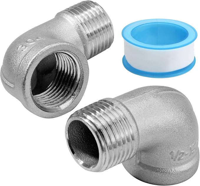 2 Pack 304 Stainless Steel Elbow, 90 Degree, 1/2 Inch NPT | Male and Female - Image 2