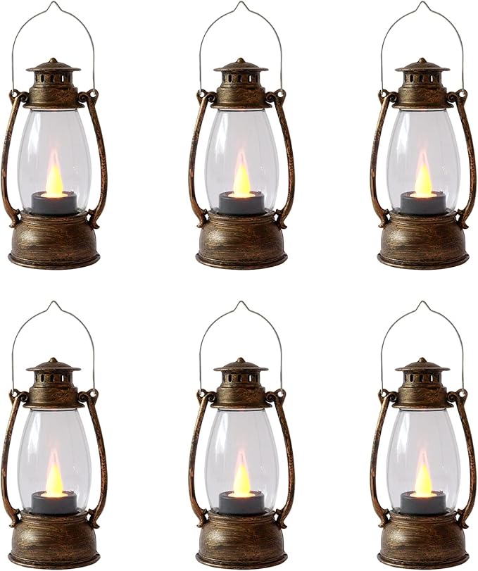 Mini Lanterns for Vintage Western Christmas Decor, Lightweight Bronze Small LED by ReperlaSpecialMiniSmallLanternDecoration