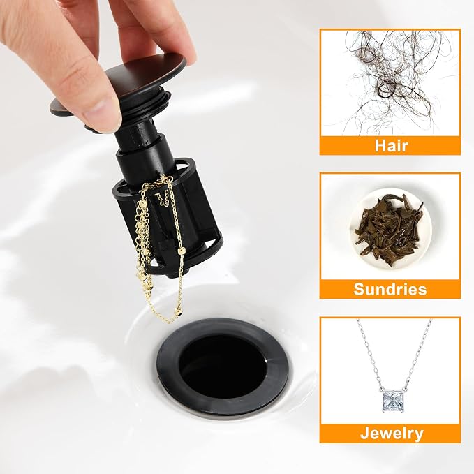 TIORIY Vessel Sink Drain Without Overflow, Plastic Bathroom Pop up Sink Drain - Image 4