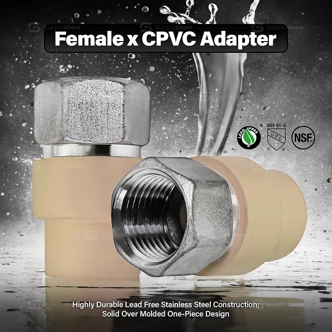 Supply Giant TTDQG300 Female x CPVC Adapter Transition Pipe Fitting; Durable - Image 2