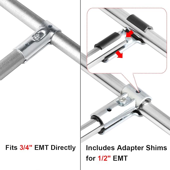 10 Sets T Pipe Connectors Tee Clamps, Fits 3/4" EMT Conduit Directly | Adapter - Image 2