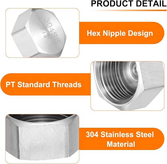 uxcell 2pcs Hex End Cap 304 Stainless Steel Nut - Image 3