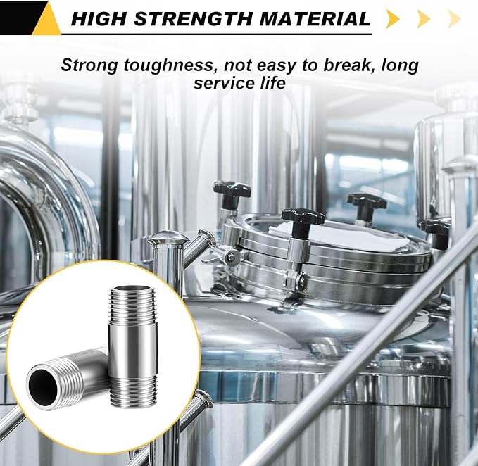 6 Pcs 304 Stainless Steel Pipe Fittings 1/2" Npt x 1/2" Npt Male Threaded 2" - Image 4