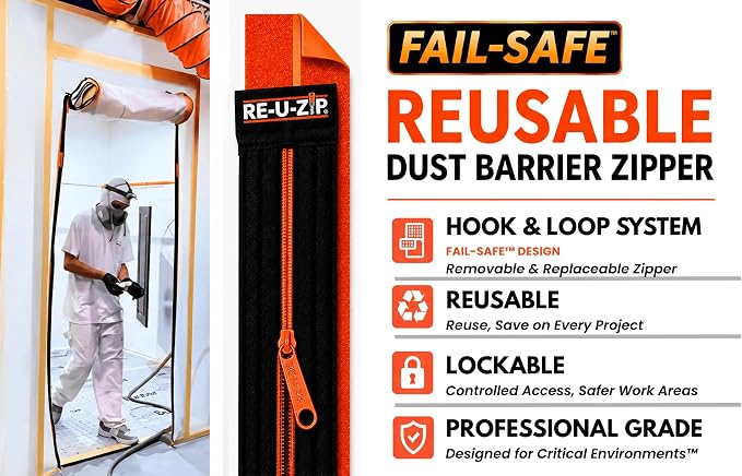 RE-U-ZIP Reusable Dust Barrier Zipper, Replaceable & Lockable, Cost-Effective - Image 2