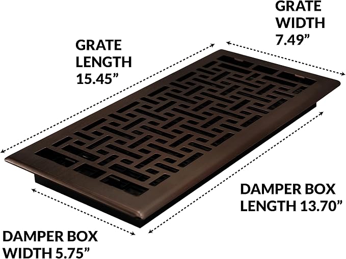 Decor Grates AJH614-RB Oriental Floor Register, 6X14 Inches, Rubbed Bronze - Image 4