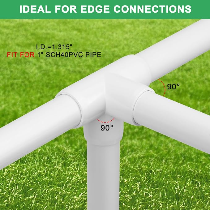 12Pack 1IN 4-Way PVC Pipe Fittings SCH40 Furniture Grade PVC Elbow Corner Side - Image 3