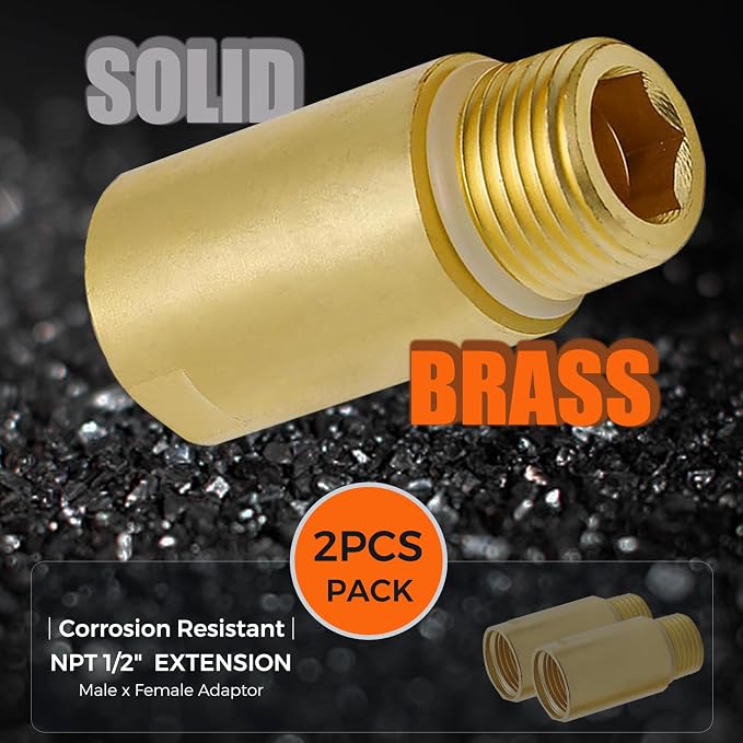 1/2 Inch NPT Brass Nipple Male to Female | Pipe Fitting Plumbing Extension - Image 7