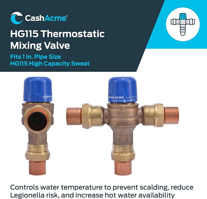 Cash Acme 1 Inch HG115 Sweat Thermostatic Mixing Valve - Image 2