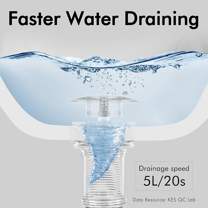 KES Bathroom Sink Drain with Overflow Vessel Vanity Sink Pop Up Drain Stopper - Image 8