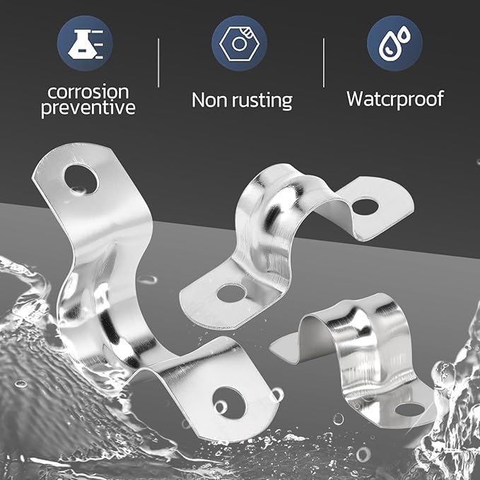 25Pcs M8 304 Stainless Steel Rigid Pipe Strap Two Hole Cable Strap u Bracket - Image 4