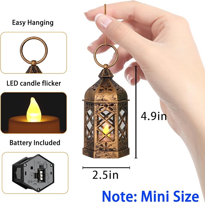 LLQ Mini Lantern for Centerpieces, Vintage Lanterns Decorative, Small Hanging - Image 4