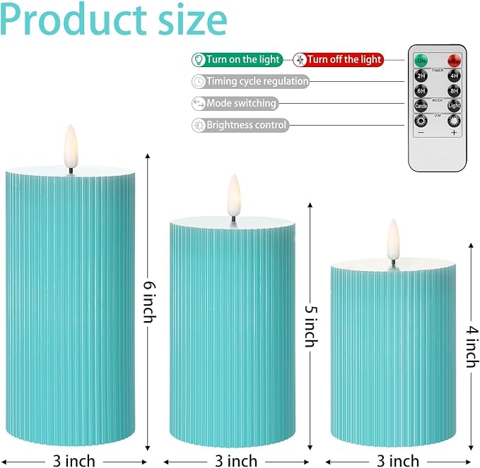 Teal Flameless Candles with Remote - Image 4