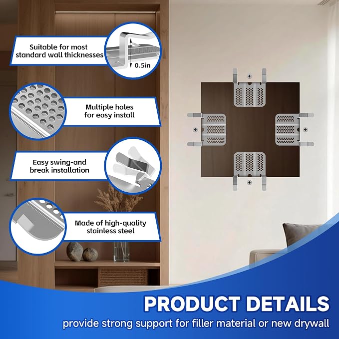 12 Pack Drywall Repair Clips, 24 Screws - Image 3
