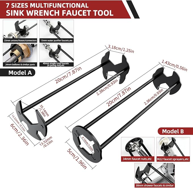 GPANDAG 40PCS Plumbing Tool and Faucet Wrench Set, Universal Sink Wrench | - Image 2