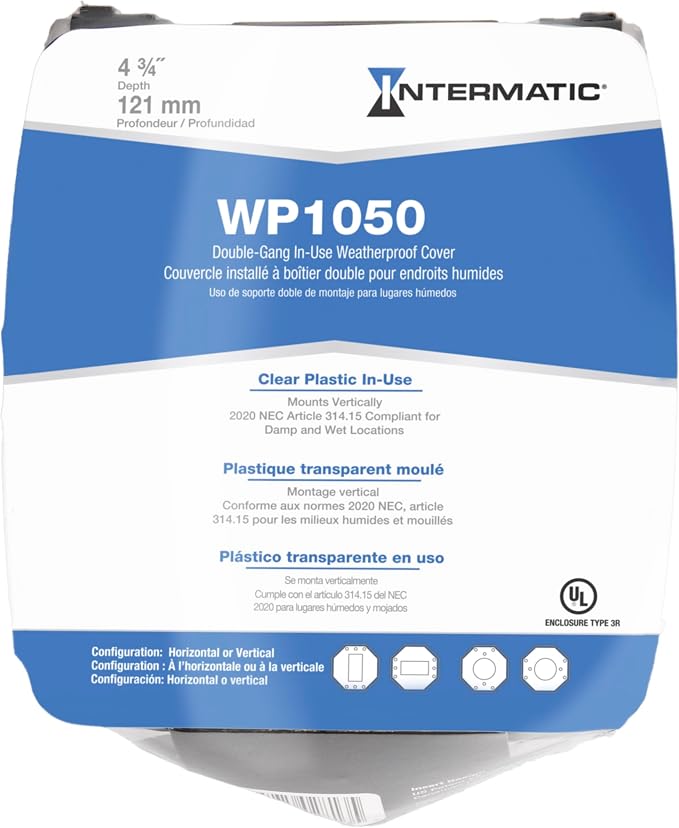 Intermatic WP1050 4-3/4" Deep Weatherproof Outlet Cover – Clear, GFCI & Round - Image 9
