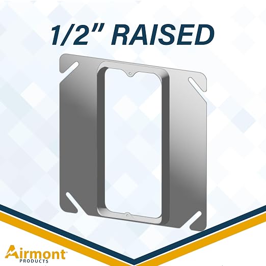 1/2" Raised Mud Rings, Square Device Cover, 1-Gang Outlet Cover, 4x4 Inch - Image 2