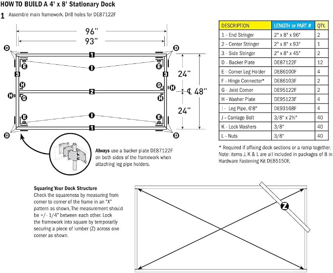 Dock Edge Stationary Dock Base Plate Hardware, Galvanized - Image 3