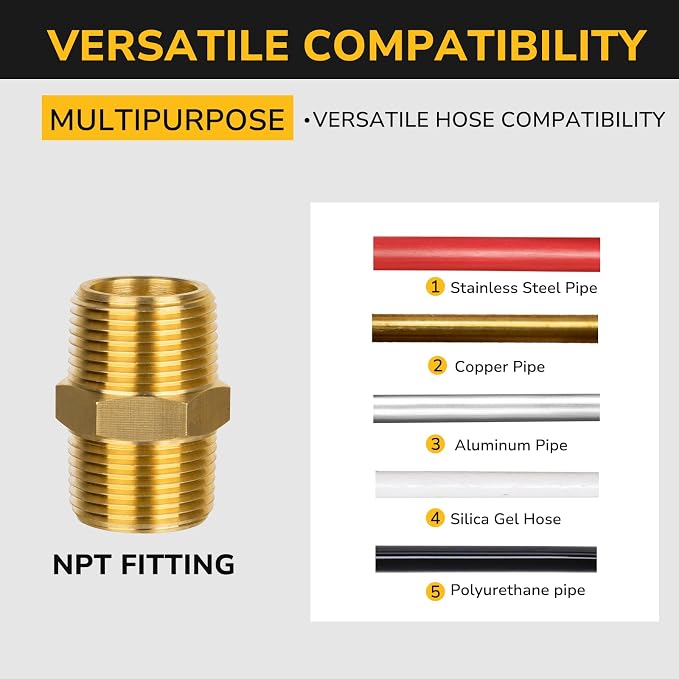 3/4" to 3/4" NPT Male Brass Nipples, Brass Pipe Adapter Fittings, Heavy Duty - Image 9