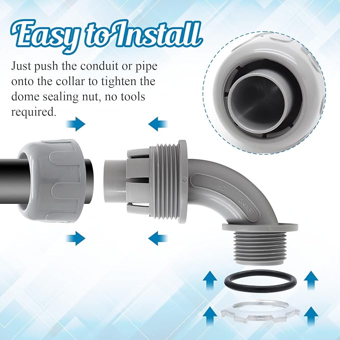 6Pcs 3/4 Inch NPT Liquid Tight Connector 90 Degree | Nonmetallic, Electrical - Image 5