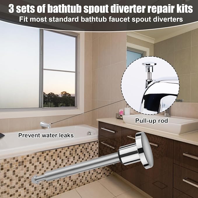 3pcs Tub Spout Diverter Repair Kit, Diverter Valve Stems Seals & Gates | Leaky - Image 6