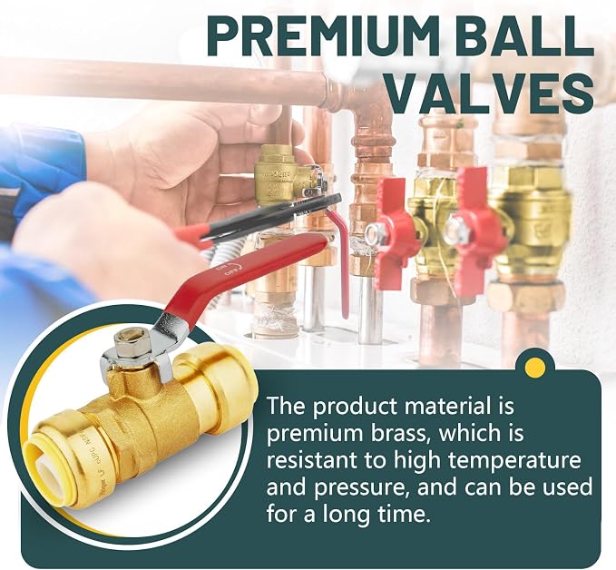 3/4" Ball Valves, 4 Pack Push Fit Shut Off Valves - Image 4