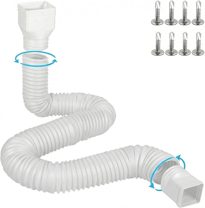 plusgutter 16.5ft Long Gutter Downspout Extensions Flexible, Down Spout Drain by plusgutter