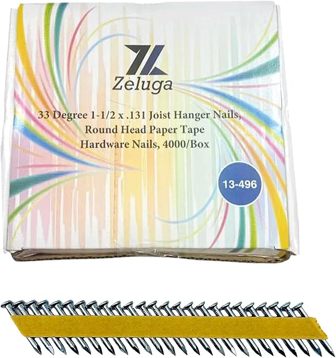 Zeluga 13-496 Joist Hanger Nails, Round Head Paper Tape, 33-1/2 Degree by Zeluga