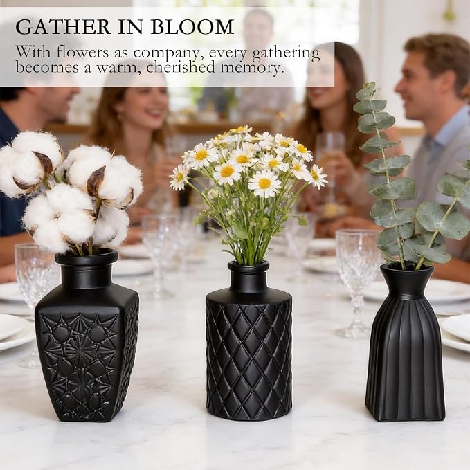 Black Glass Bud Vase Set of 22 Pcs, Small Bud Vases in Bulk, Glass Crystal - Image 5