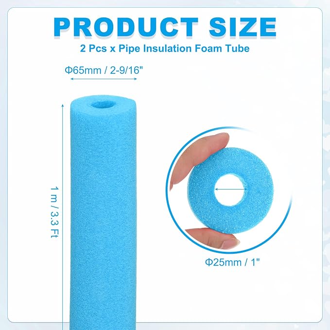 PATIKIL Pipe Insulation Foam Tube Foam Pipe Tubing Covers Blue 2Pcs | 1" ID x - Image 2