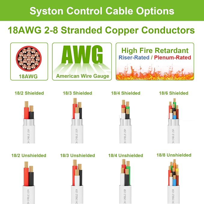 Syston 18/8 Low Voltage Security Sound Alarm Cable 250 ft 18 AWG 8 Conductors - Image 8